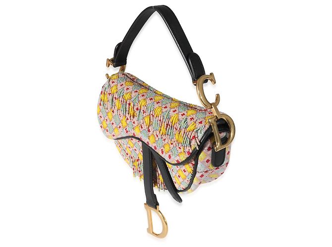 Saddle Christian Dior Mehrfarbige Micro-Satteltasche mit Perlenquaste - Ansicht 3