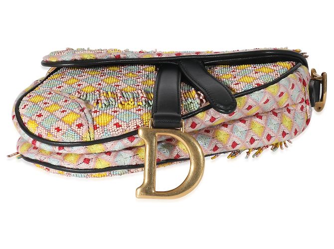 Saddle Christian Dior Mehrfarbige Micro-Satteltasche mit Perlenquaste - Ansicht 4