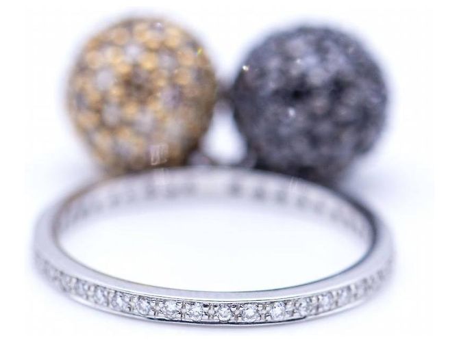 Autre Marque Zweifarbiger Autorenring mit Diamanten Schwarz Golden - Ansicht 3