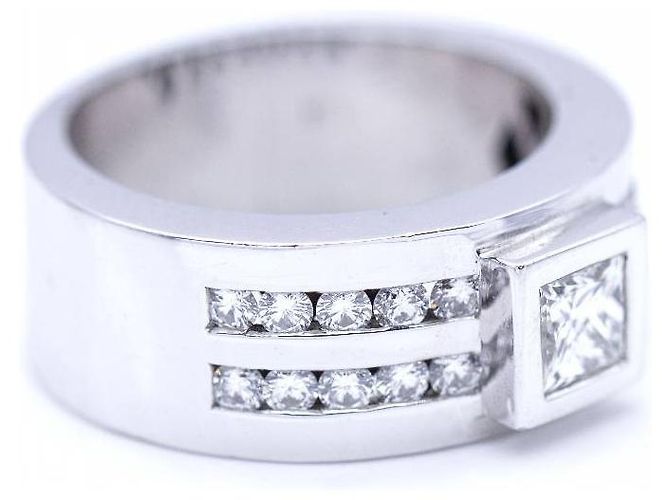 Autre Marque Weißgoldring mit Prinzessdiamant. Silber - Ansicht 2
