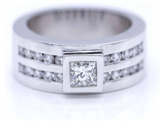 Autre Marque Weißgoldring mit Prinzessdiamant. Silber - Ansicht 6