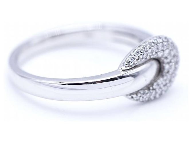 Autre Marque Anel de fivela em ouro branco e diamantes. Prata - vista 2