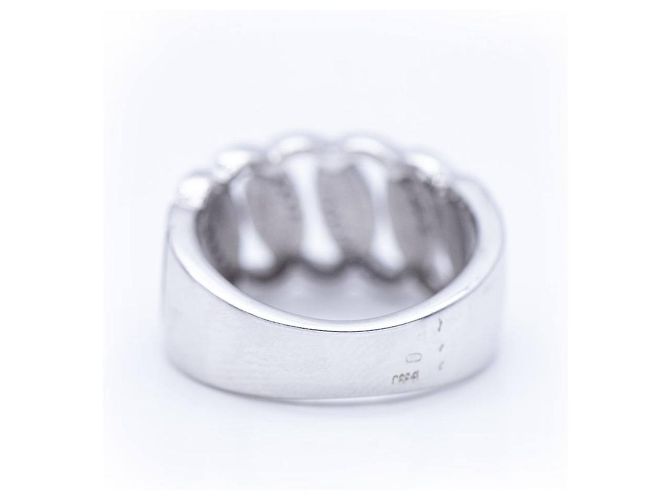 Autre Marque Breiter Ring aus Weißgold mit Diamanten. Silber - Ansicht 3