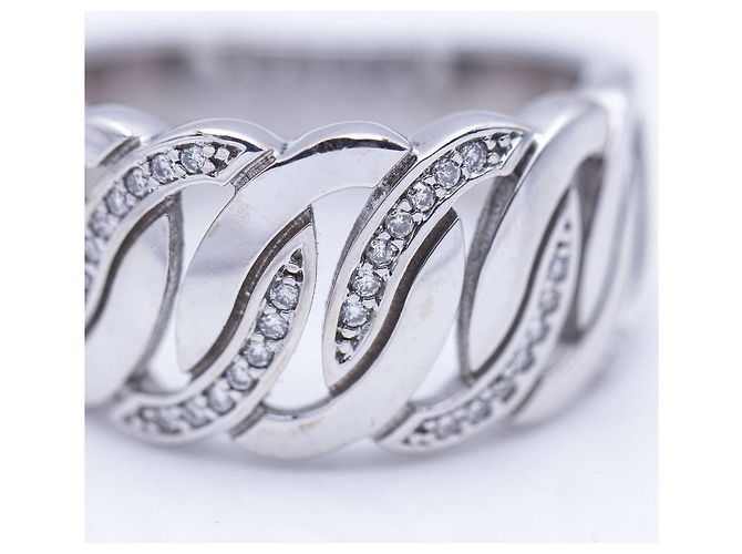 Autre Marque Breiter Ring aus Weißgold mit Diamanten. Silber - Ansicht 5