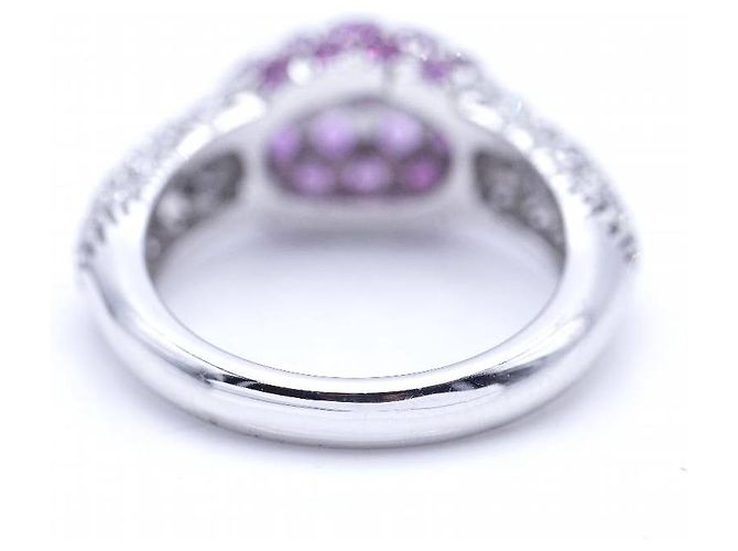 Autre Marque Anello in oro bianco Diamanti - Zaffiri rosa. Argento Viola scuro - vista 3