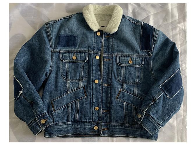 Giacca di jeans Sandro bianca blu navy Bianco - vista 12