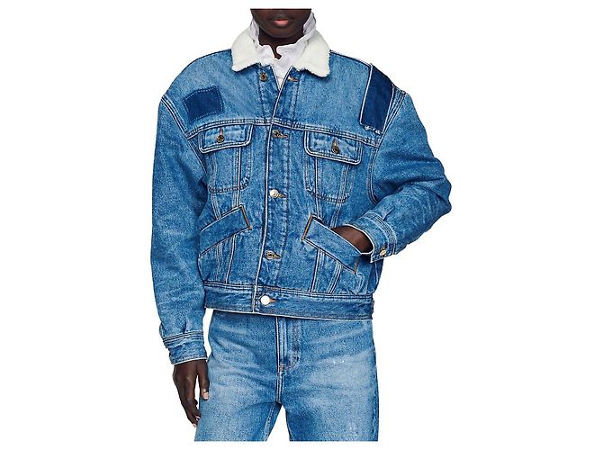 Giacca di jeans Sandro bianca blu navy Bianco - vista 2