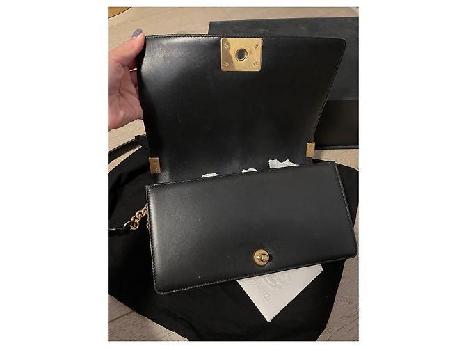 Borsa Chanel Boy Media in Pelle di Agnello Nera Nero - vista 11