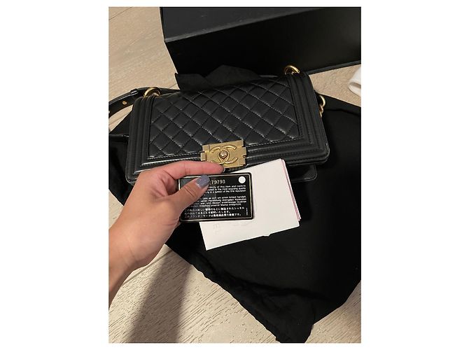 Borsa Chanel Boy Media in Pelle di Agnello Nera Nero - vista 12