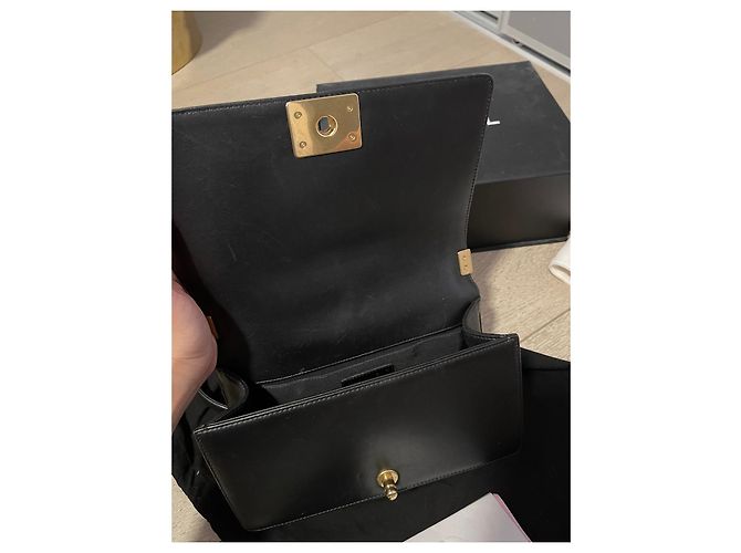 Borsa Chanel Boy Media in Pelle di Agnello Nera Nero - vista 14