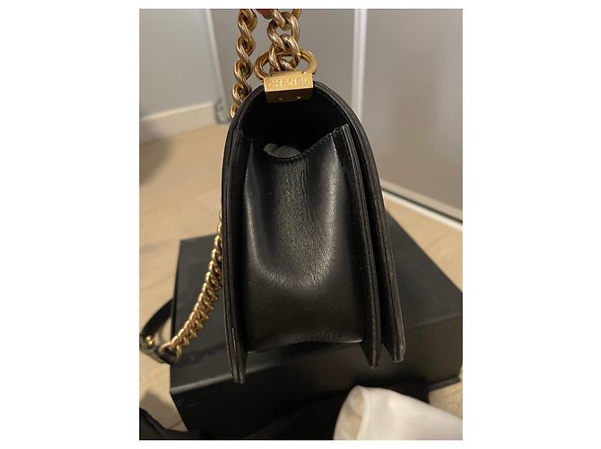 Borsa Chanel Boy Media in Pelle di Agnello Nera Nero - vista 5