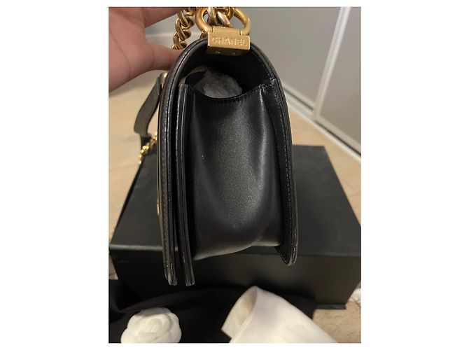 Borsa Chanel Boy Media in Pelle di Agnello Nera Nero - vista 6
