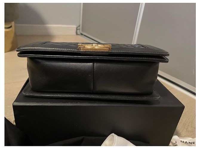 Borsa Chanel Boy Media in Pelle di Agnello Nera Nero - vista 8