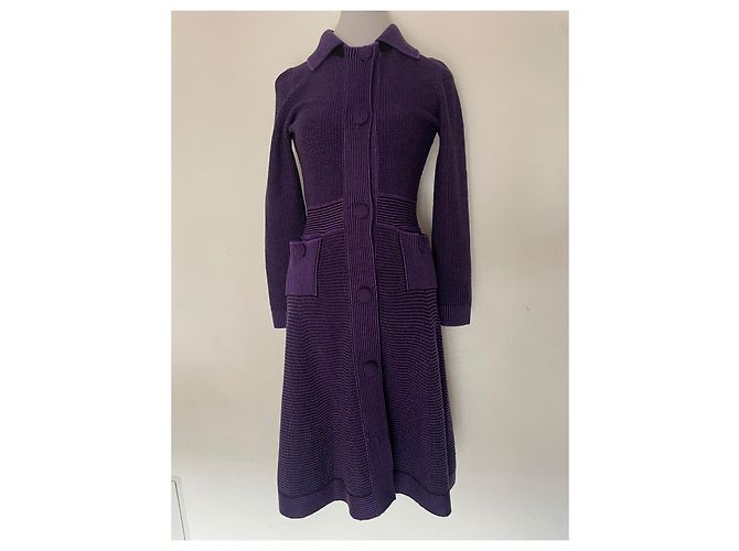 Conjunto Dior Vestido de Seda Viscose e Casaco de Lã Roxo - vista 10