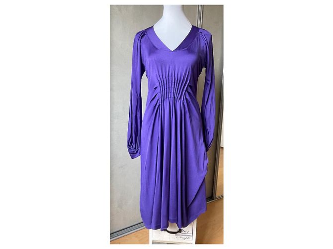 Conjunto Dior Vestido de Seda Viscose e Casaco de Lã Roxo - vista 4