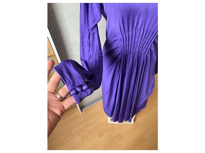 Conjunto Dior Vestido de Seda Viscose e Casaco de Lã Roxo - vista 6