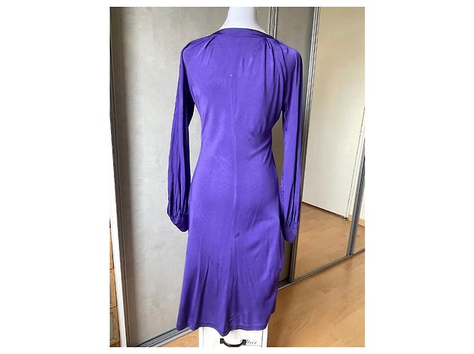 Conjunto Dior Vestido de Seda Viscose e Casaco de Lã Roxo - vista 7
