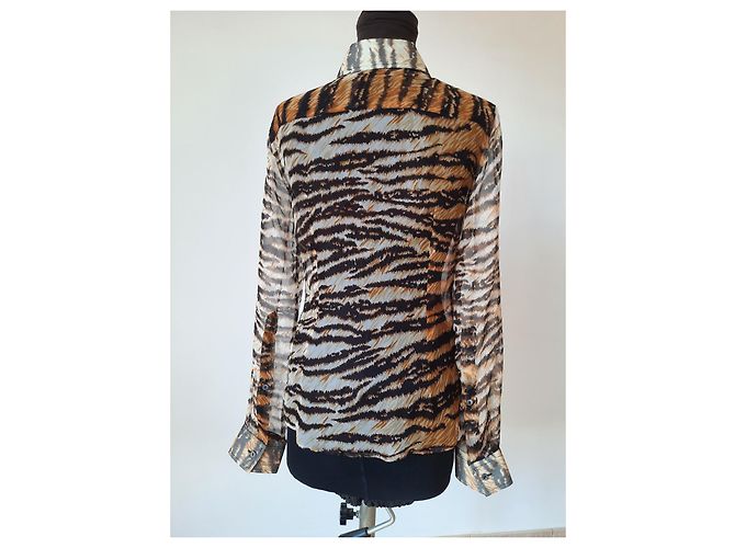 Dolce & Gabbana blusa camisera estampada animalier con parte superior de seda Multicolor - vista 10
