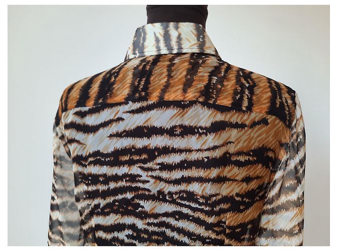 Dolce & Gabbana blusa camisera estampada animalier con parte superior de seda Multicolor - vista 11