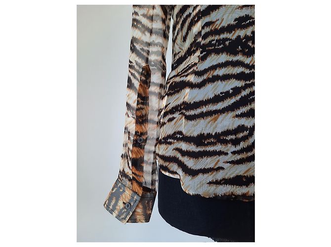 Dolce & Gabbana blusa camisera estampada animalier con parte superior de seda Multicolor - vista 12