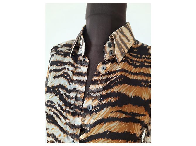 Dolce & Gabbana blusa camisera estampada animalier con parte superior de seda Multicolor - vista 13