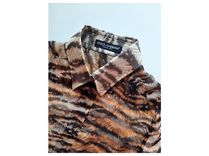 Dolce & Gabbana blusa camisera estampada animalier con parte superior de seda Multicolor - vista 14