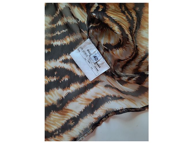 Dolce & Gabbana blusa camisera estampada animalier con parte superior de seda Multicolor - vista 15