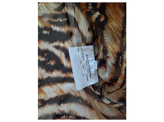 Dolce & Gabbana blusa camisera estampada animalier con parte superior de seda Multicolor - vista 16