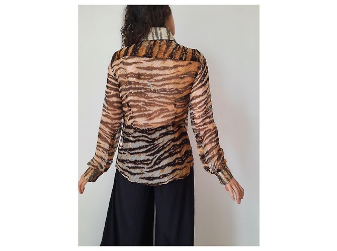 Dolce & Gabbana blusa camisera estampada animalier con parte superior de seda Multicolor - vista 18