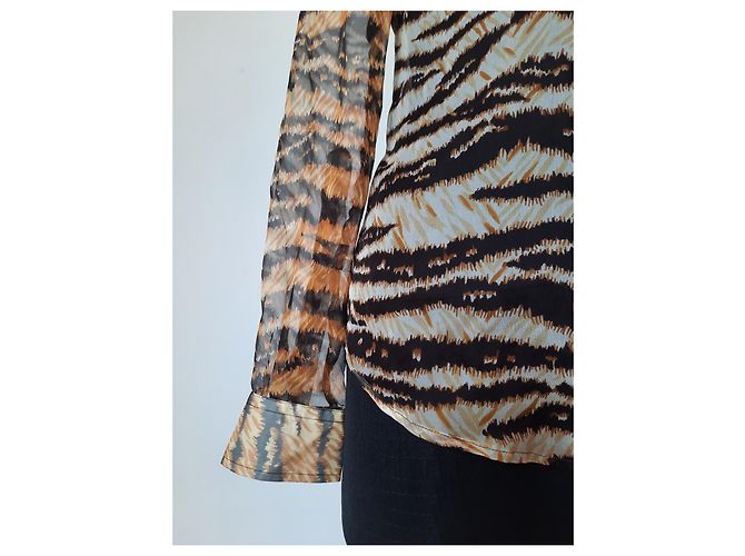 Dolce & Gabbana blusa camisera estampada animalier con parte superior de seda Multicolor - vista 4