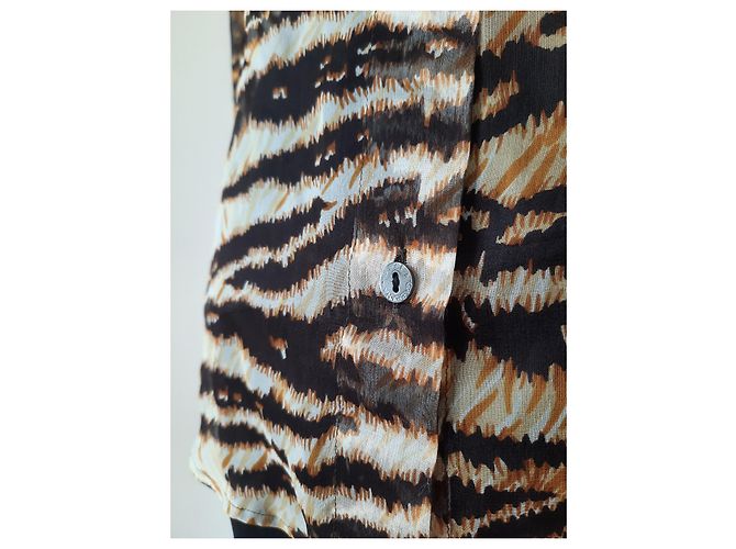 Dolce & Gabbana blusa camisera estampada animalier con parte superior de seda Multicolor - vista 5