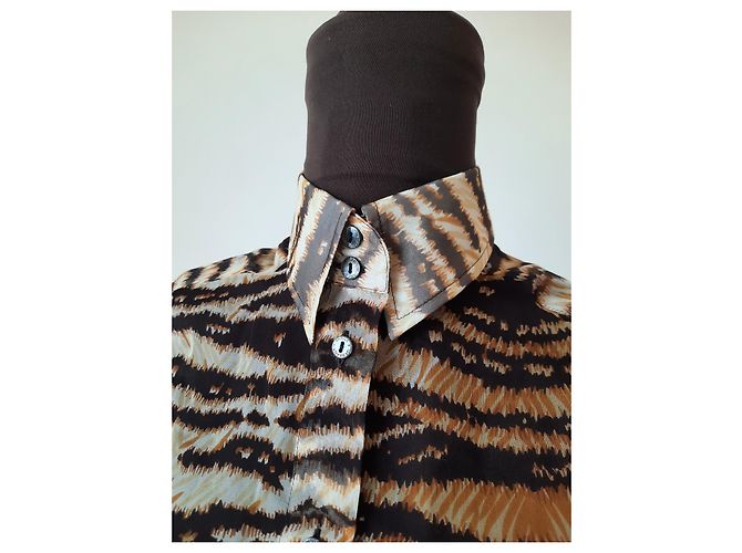 Dolce & Gabbana blusa camisera estampada animalier con parte superior de seda Multicolor - vista 6