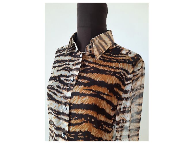 Dolce & Gabbana blusa camisera estampada animalier con parte superior de seda Multicolor - vista 7