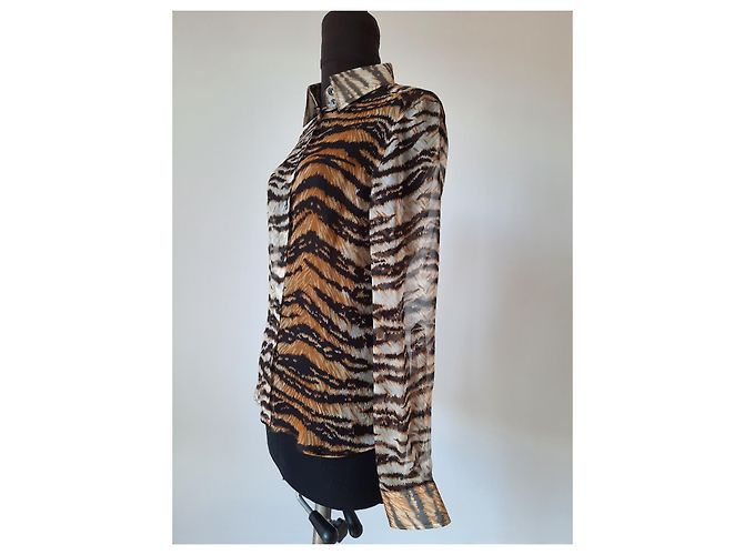 Dolce & Gabbana blusa camisera estampada animalier con parte superior de seda Multicolor - vista 8