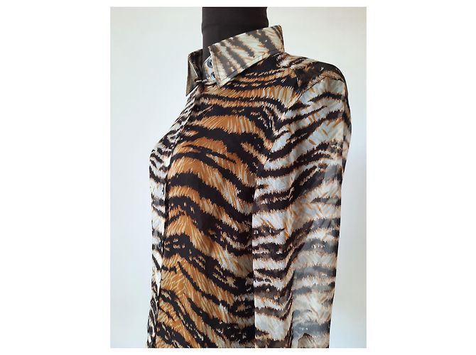 Dolce & Gabbana blusa camisera estampada animalier con parte superior de seda Multicolor - vista 9