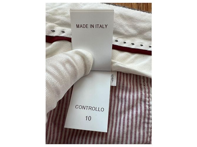 Calça Brunello Cucinelli de lã e seda cinza bege - vista 10