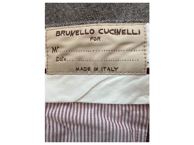 Calça Brunello Cucinelli de lã e seda cinza bege - vista 12