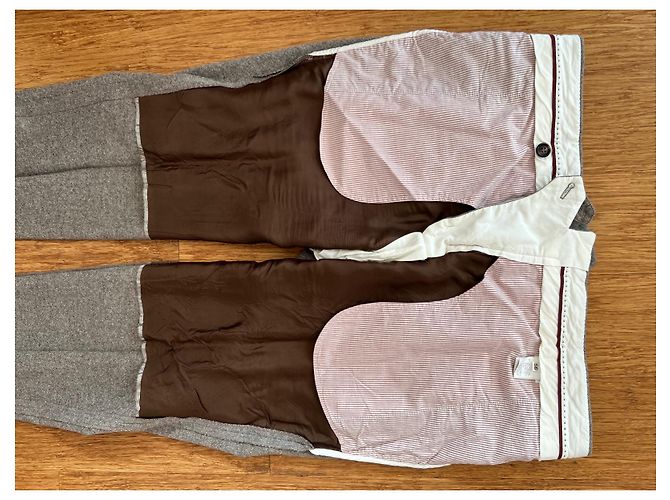 Calça Brunello Cucinelli de lã e seda cinza bege - vista 14