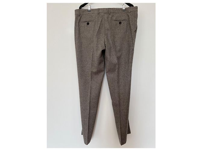 Calça Brunello Cucinelli de lã e seda cinza bege - vista 2