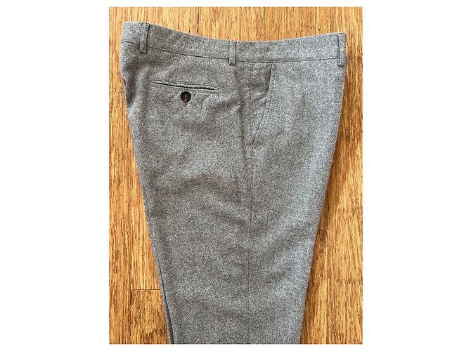 Calça Brunello Cucinelli de lã e seda cinza bege - vista 3