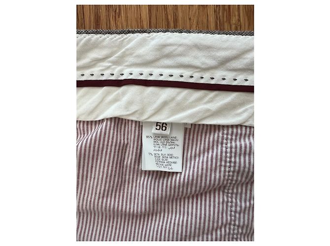 Calça Brunello Cucinelli de lã e seda cinza bege - vista 5