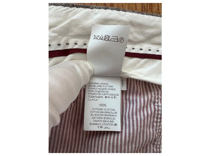 Calça Brunello Cucinelli de lã e seda cinza bege - vista 6