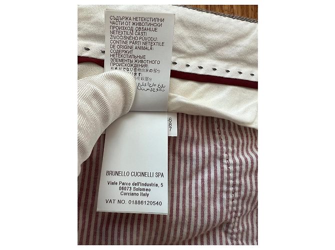 Calça Brunello Cucinelli de lã e seda cinza bege - vista 9