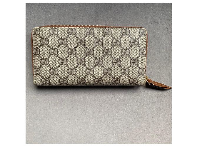 Portafoglio lungo con zip Gucci GG Supreme beige - vista 2