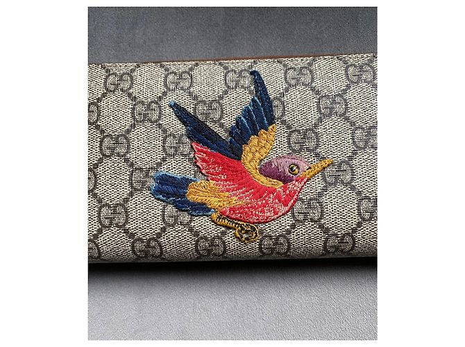 Portafoglio lungo con zip Gucci GG Supreme beige - vista 3