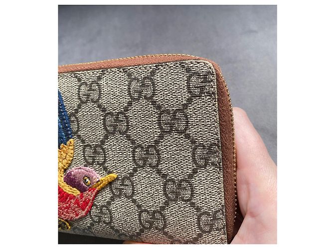Portafoglio lungo con zip Gucci GG Supreme beige - vista 5