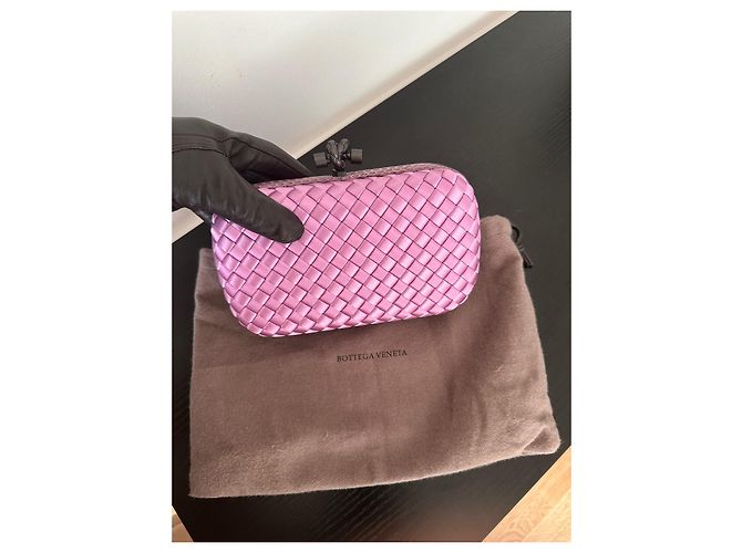 Pochette Knot Bottega Veneta in seta viola Porpora - vista 10