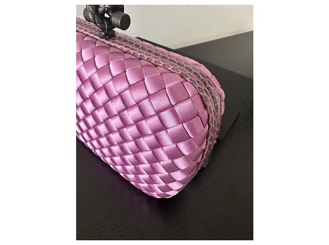 Pochette Knot Bottega Veneta in seta viola Porpora - vista 4
