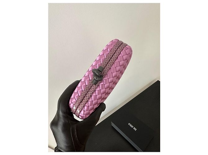 Pochette Knot Bottega Veneta in seta viola Porpora - vista 5
