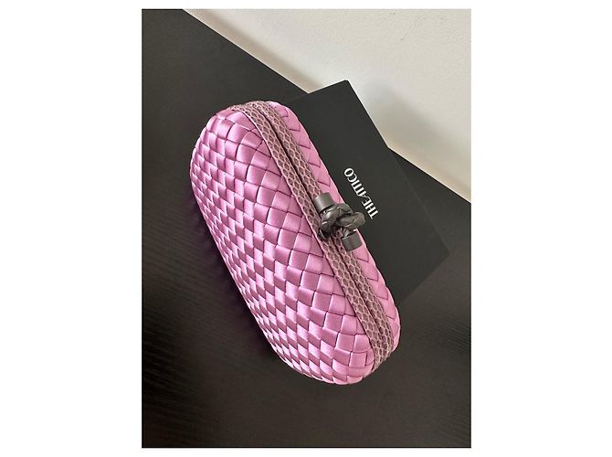 Pochette Knot Bottega Veneta in seta viola Porpora - vista 6
